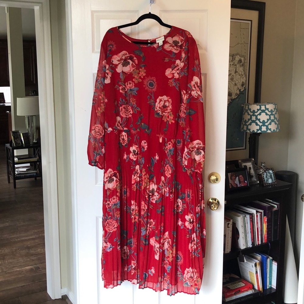 Red 2X long sleeved dress